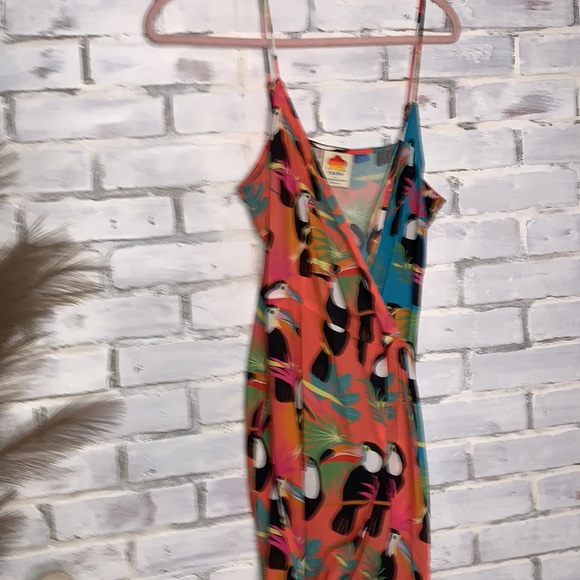 FARM RIO | x Anthropologie Toucans Print Wrap Maxi Dress Medium - Picture 8 of 17